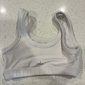 ALO Yoga White Ribbed Crop Top
